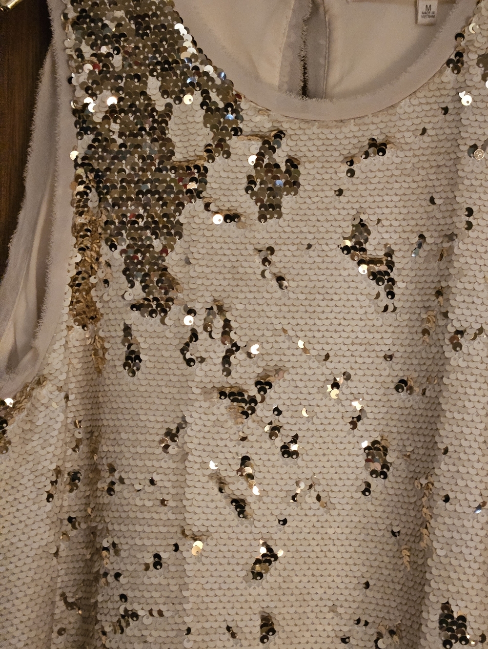 RACHEL Rachel Roy Sequin-Embellished Champagne Shift Top Style Dress - Picture 10 of 11